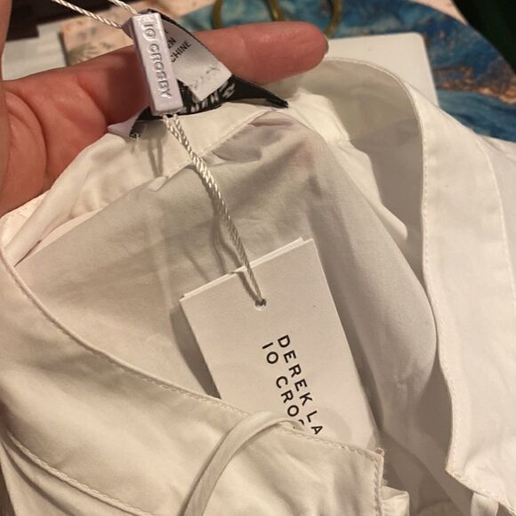 NWT Derek Lam Renee Long Sleeve Ruffle Button Down White Blouse - Picture 11 of 14